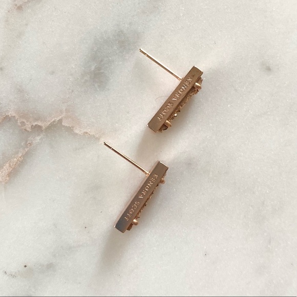 KENDRA SCOTT Lady Stud Earrings in Rose Gold Drusy - Picture 6 of 7